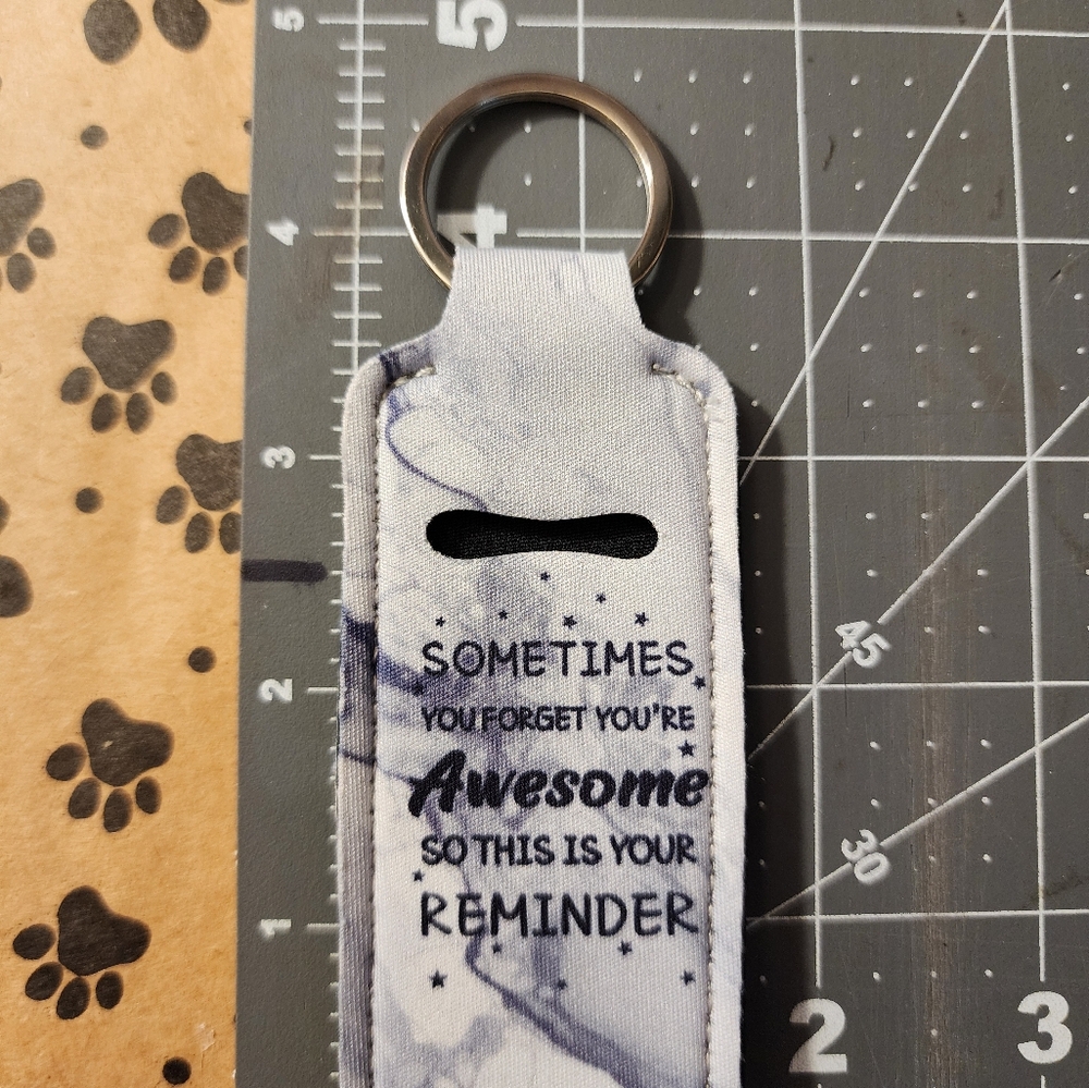 Marble Print Lip Balm Holder Keychain - Picture 5 of 5